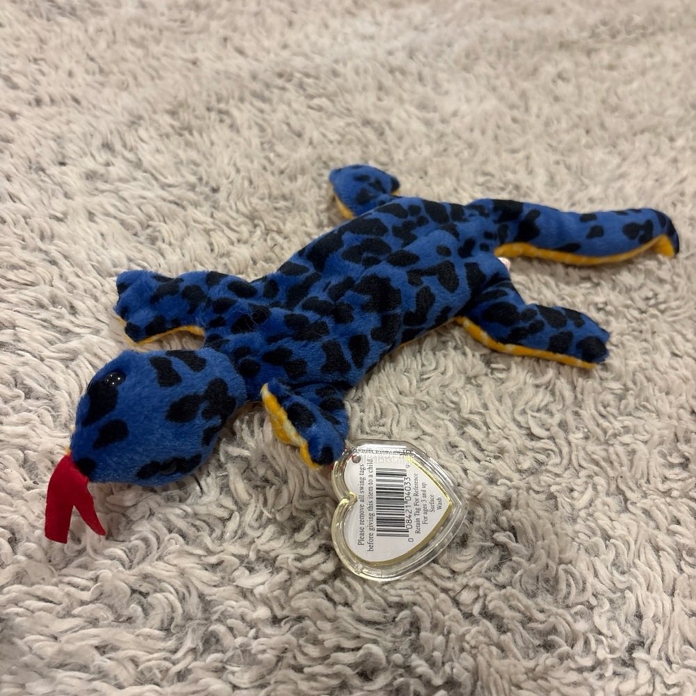 Ty Beanie Babies Lizzy Lizard Kids OS Blue Excellent 1995 Plush Toy 4033 - Picture 1 of 4